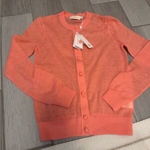 NWT Tory Burch light weight cardigan sz XS bright sunset sky/657